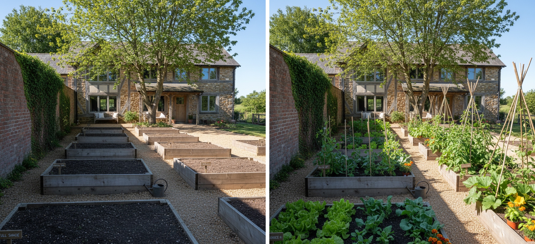 Garden bed before and after redesign example