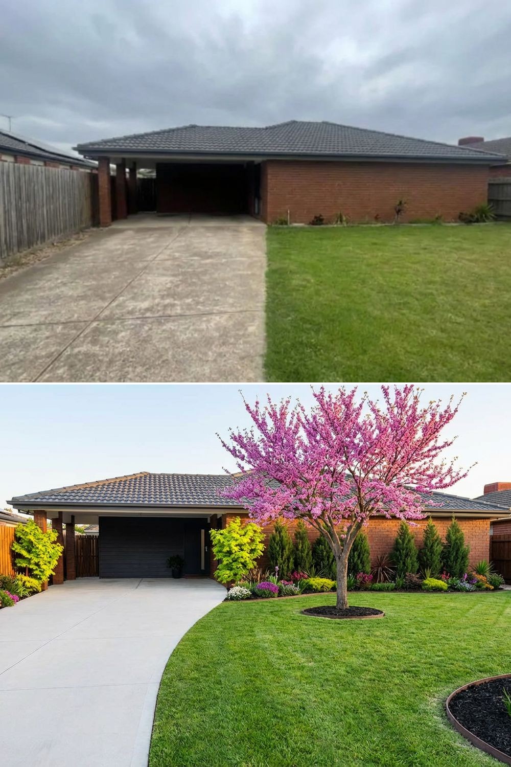 House exterior before and after curb appeal makeover