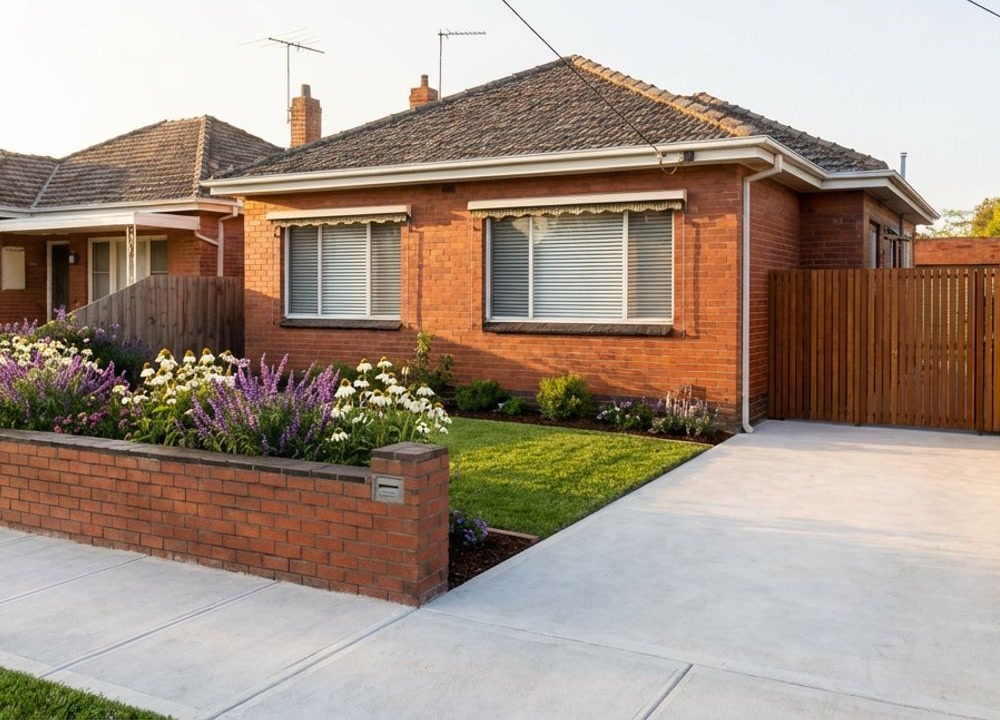 Brick house curb appeal example improved with cleaner planting and a clearer entry