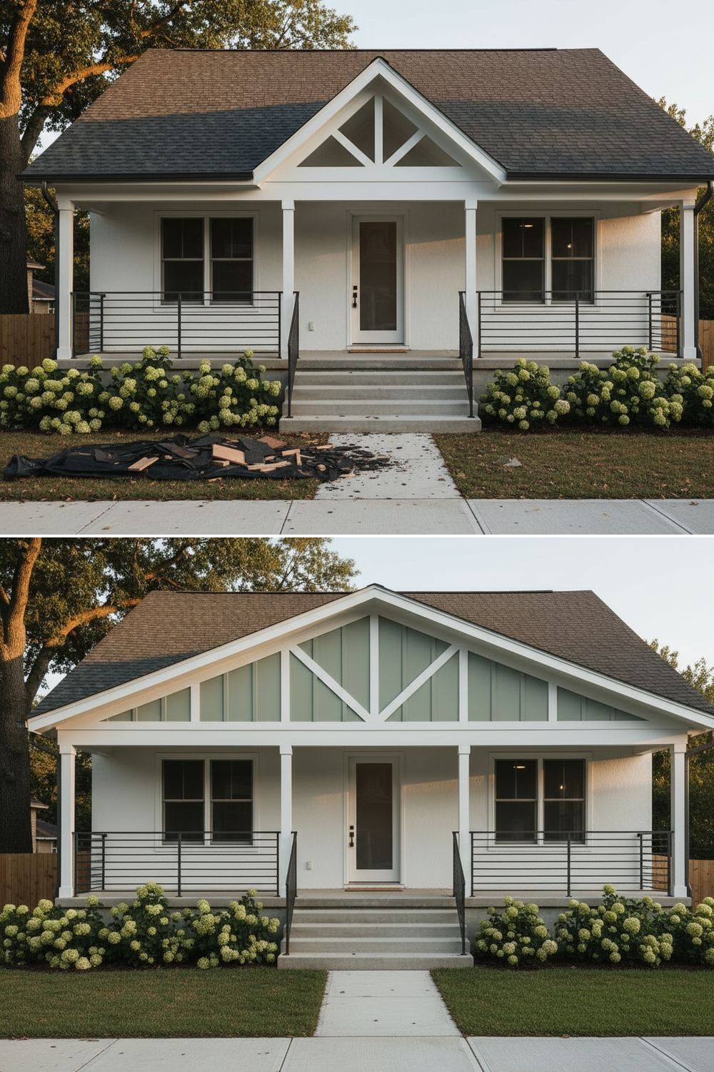 Front porch gable refined to create a clearer entry composition