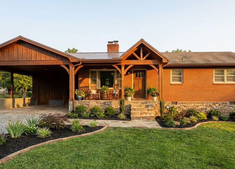 Brick ranch with a deeper front porch and clearer front entry sequence
