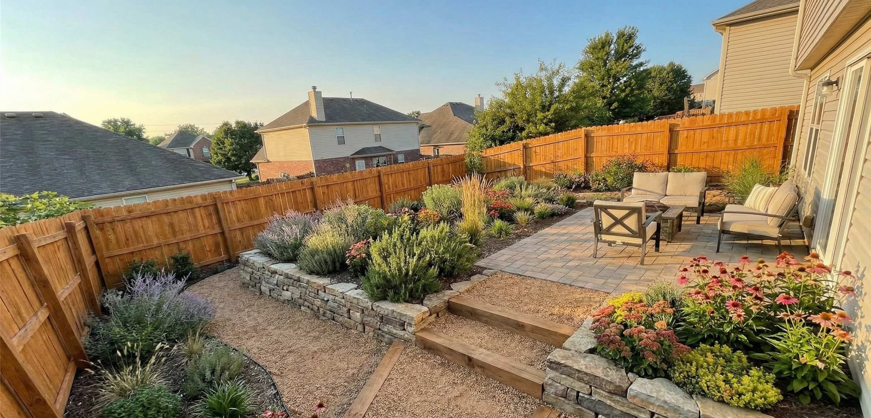 Front yard after AI landscape redesign concept