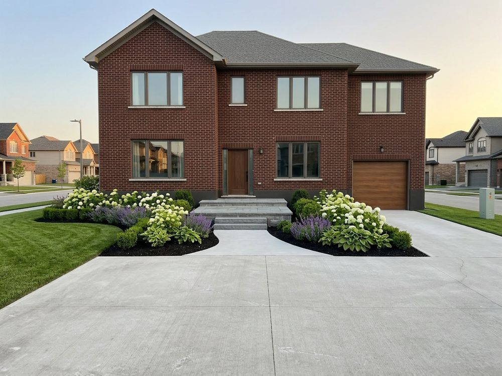 Brick house with deeper foundation planting and a stronger visual base