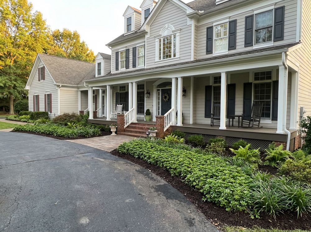 House exterior with stronger porch, cleaner planting, and more balanced curb appeal